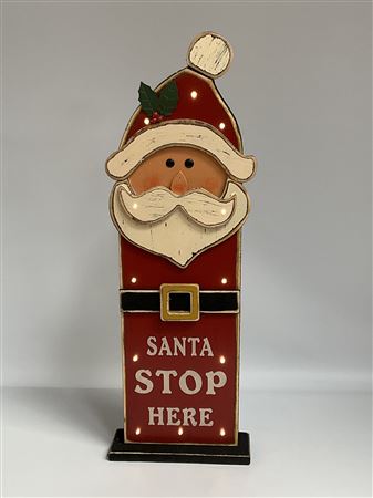 Wooden Led Santa Stop Here H063cm thumbnail